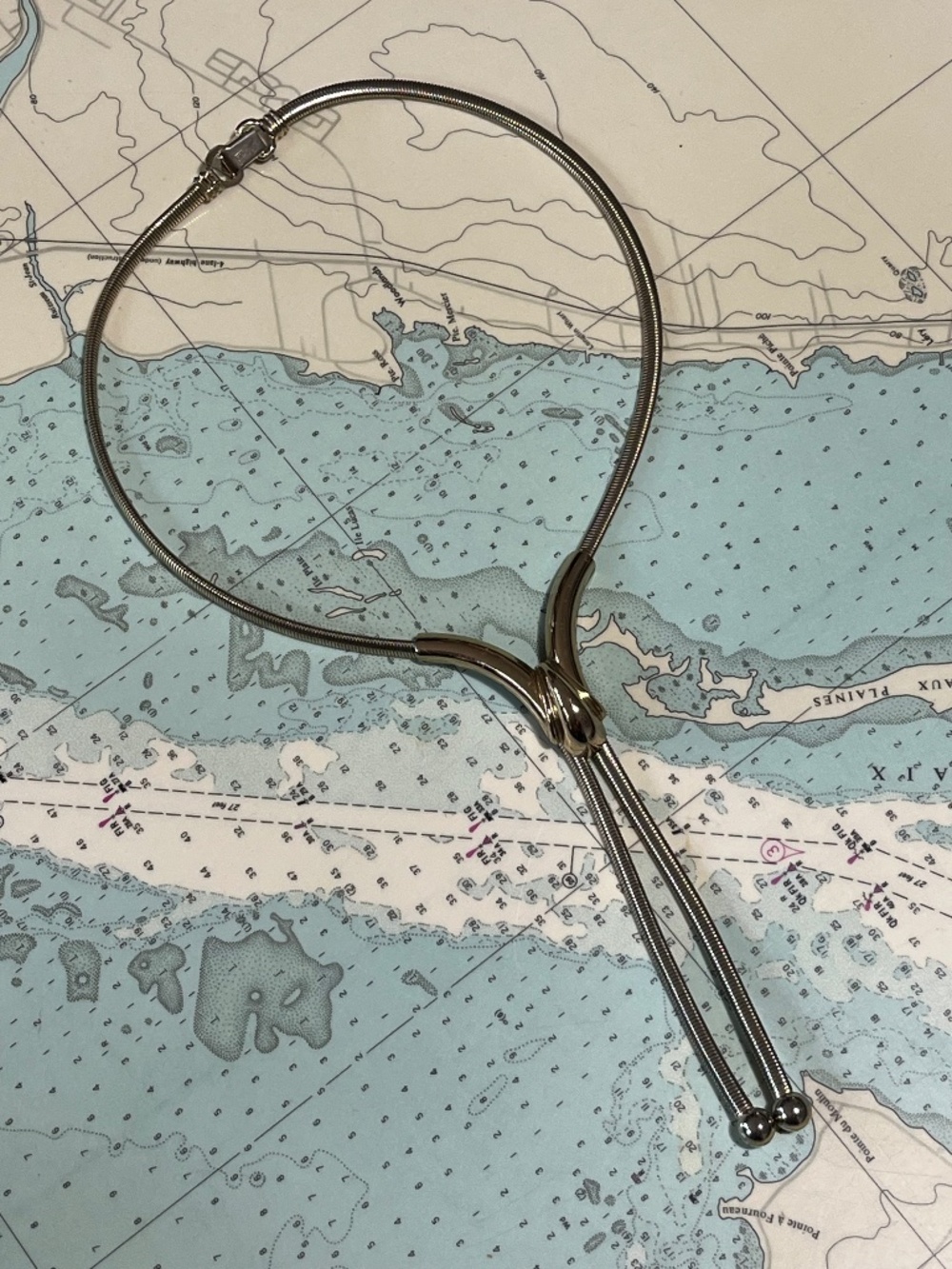 Vintage Gold and Silver Adjustable Bolo Necklace / Tie
